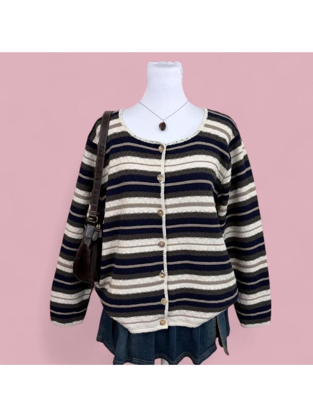 90s striped granola girl cardigan
